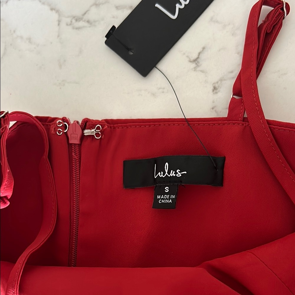 Lulu's Red High Low Slit Wrap dress - Picture 3 of 4